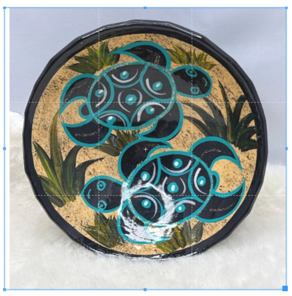 Sea Turtle Pair Clay footed bowl Salsa Salt Serving Glazed Teal Black Yellow
